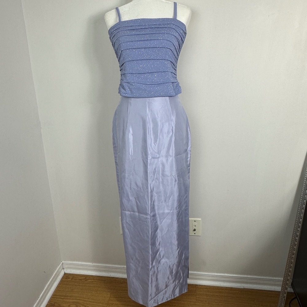 Vintage McClintock Two Piece Gown Glitter Ruched Maxi Skirt Womens Medium Dress